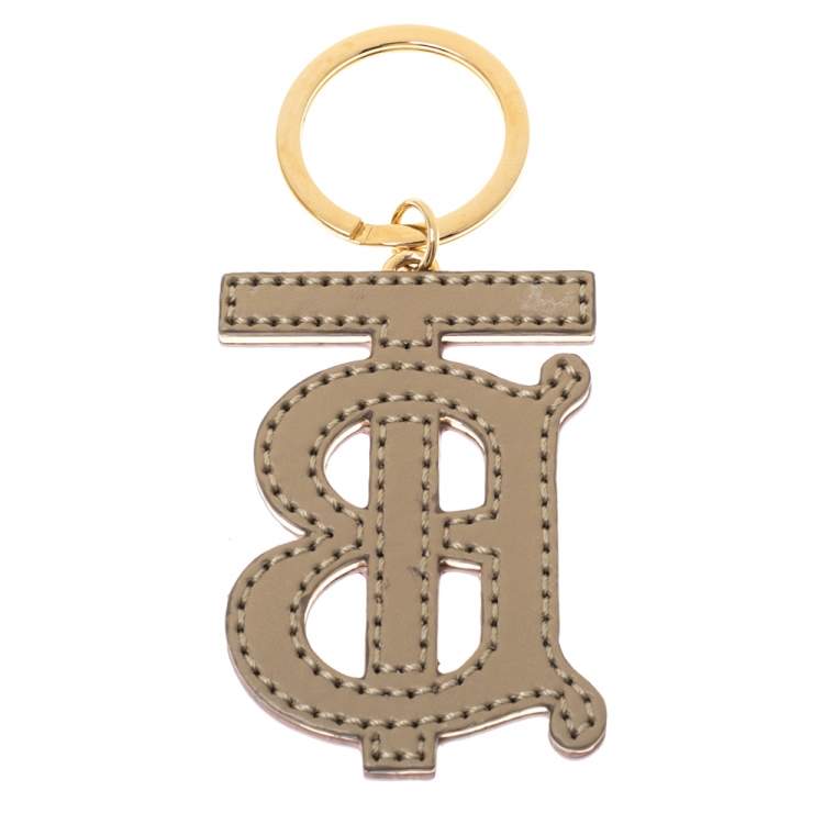 Burberry Pink/Beige Leather TB Key Chain Burberry | The Luxury Closet