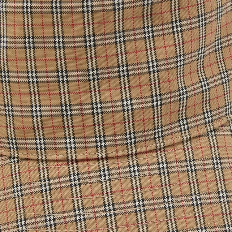 Pre Owned Burberry Beige Micro Check Bucket Hat S