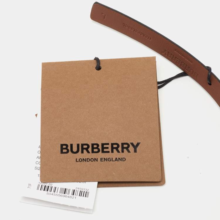 Pre Owned Burberry Black/Brown Leather TB Reversible Slim Waist Belt L
