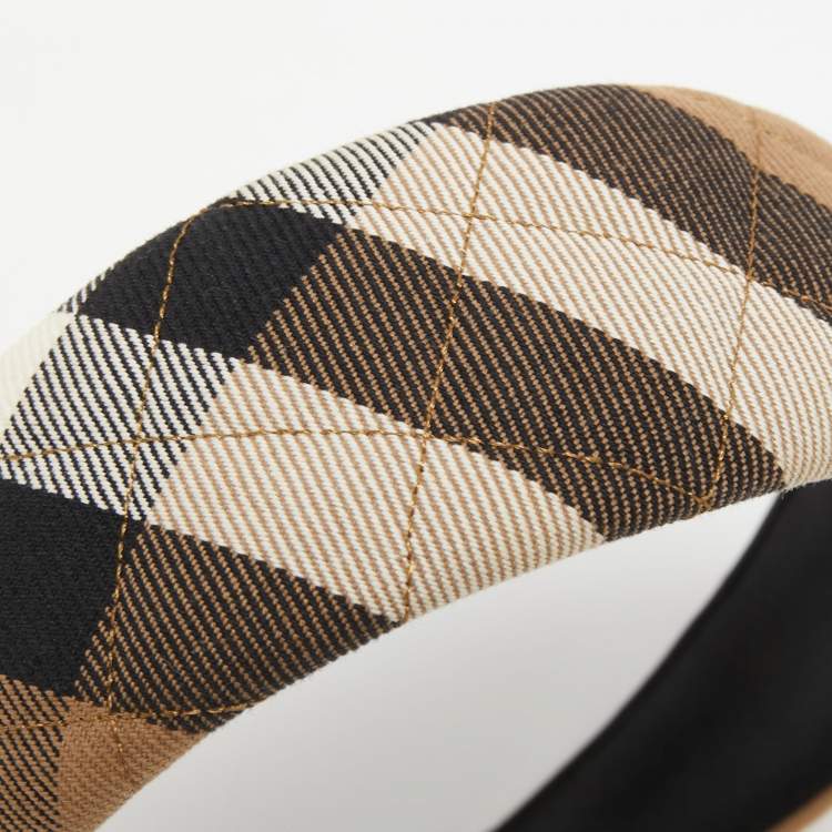Pre Owned Burberry Brown House Check Canvas Quilted Headband 