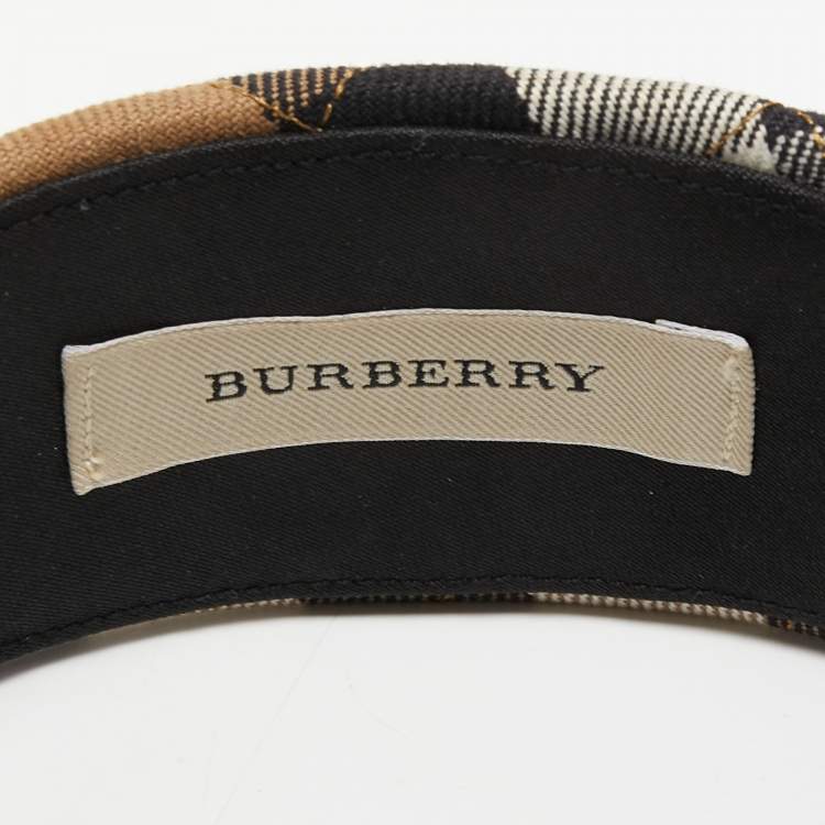 Pre Owned Burberry Brown House Check Canvas Quilted Headband 