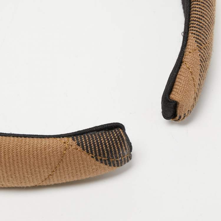 Pre Owned Burberry Brown House Check Canvas Quilted Headband 