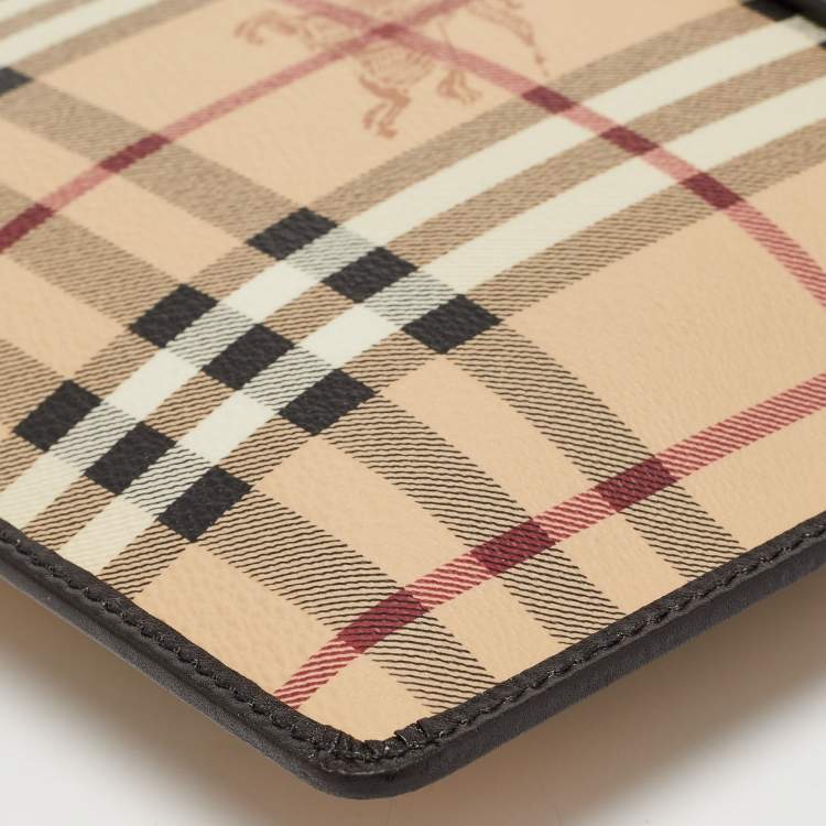 Pre Owned Burberry Beige Haymarket Check Coated Canvas Tablet Sleeve 