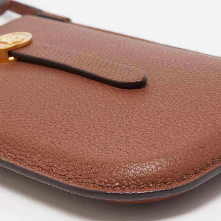Pre Owned Burberry Brown Leather Anne Phone Pouch with Strap