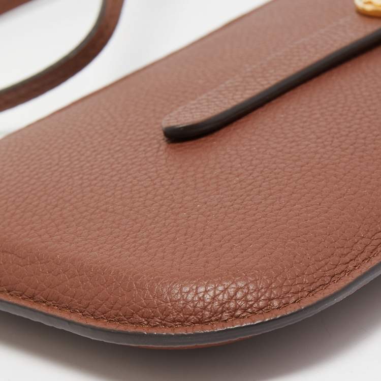 Pre Owned Burberry Brown Leather Anne Phone Pouch with Strap