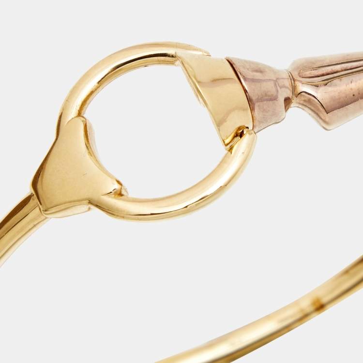 Pre Owned Burberry Beechwood Gold Tone Bangle Bracelet M