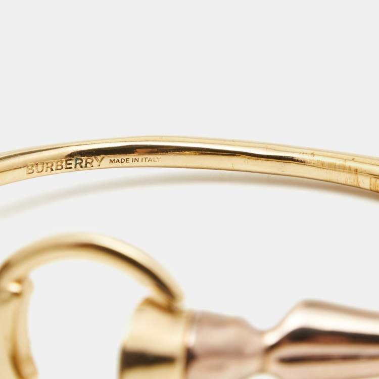 Pre Owned Burberry Beechwood Gold Tone Bangle Bracelet M