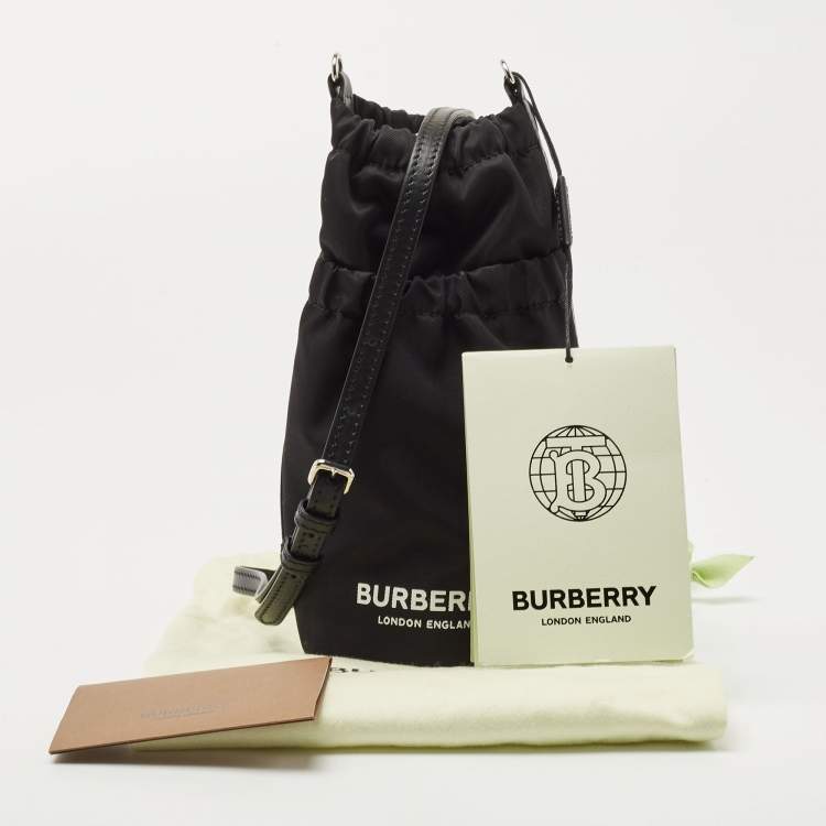 Pre Owned Burberry Black Nylon Water Bottle Holder Strap Pouch