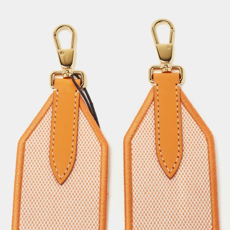 Pre Owned Burberry Peach Logo Canvas Shoulder Bag Strap