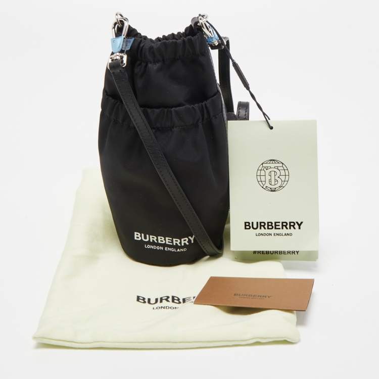 Pre Owned Burberry Black Nylon Logo Water Bottle Holder