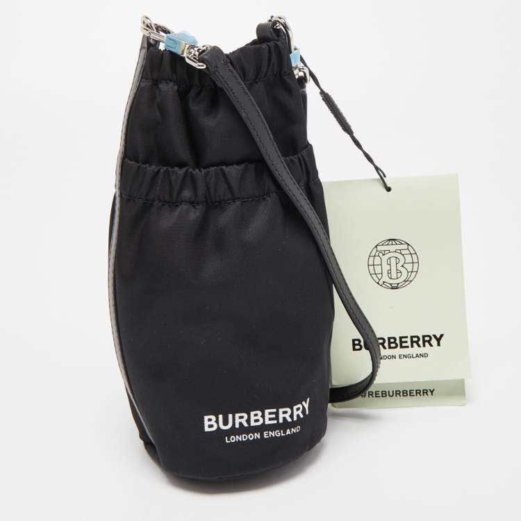 Pre Owned Burberry Black Nylon Logo Water Bottle Holder