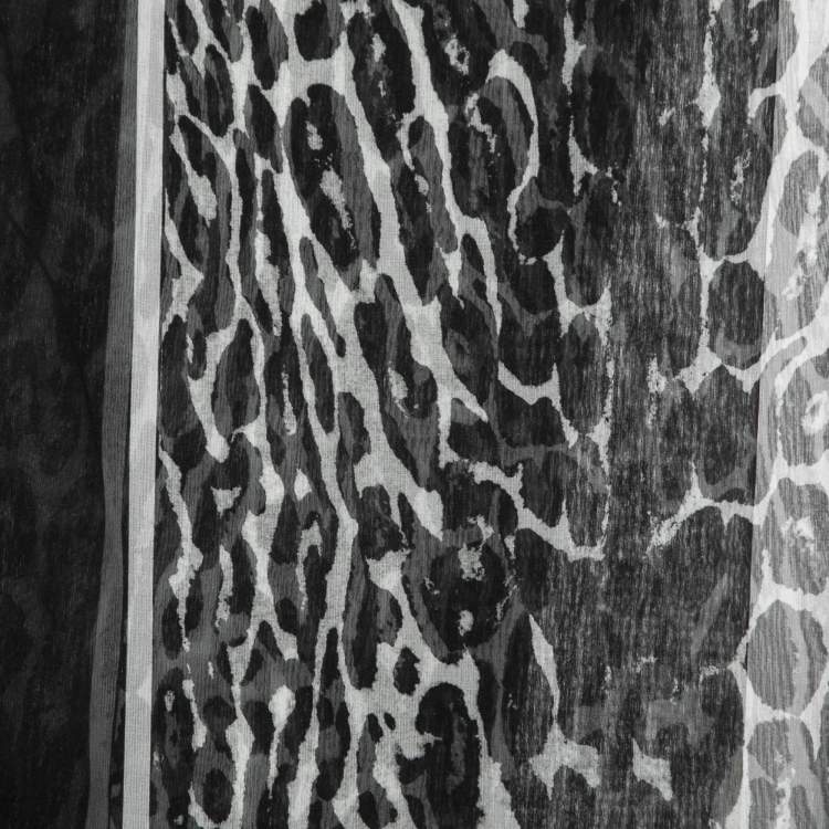 Pre Owned Burberry Black/White Angel Leopard Print Silk Chiffon Scarf