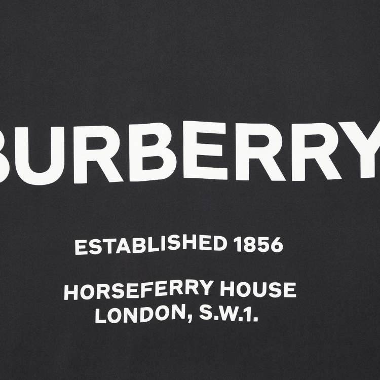 Pre Owned Burberry Black Horseferry inverse Printed Silk Square Scarf