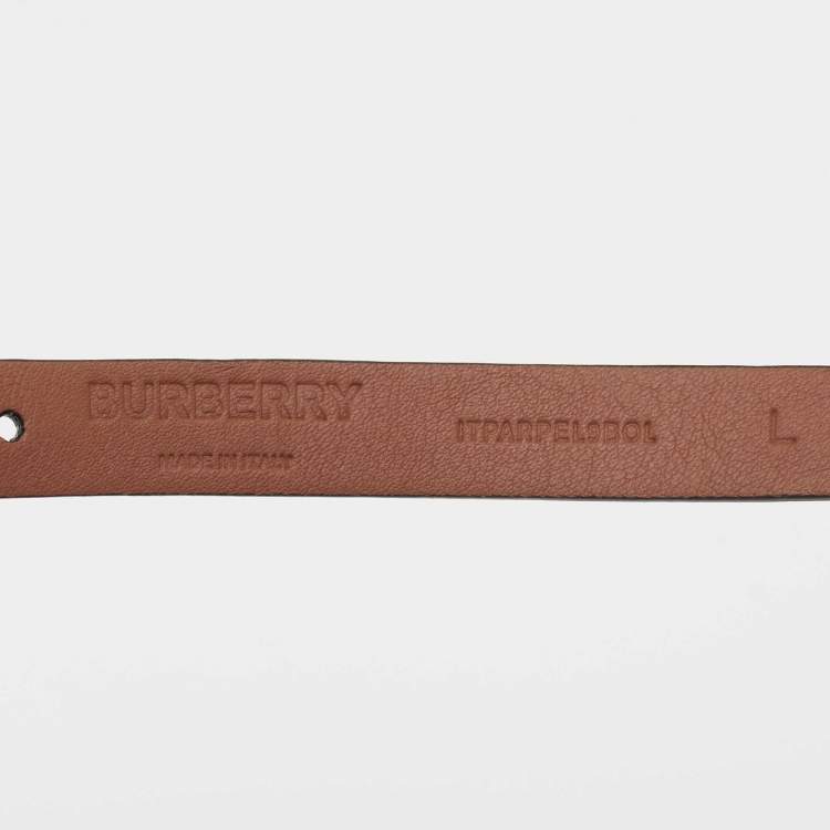 Pre Owned Burberry Black/Brown Leather TB Logo Slim Reversible Belt L