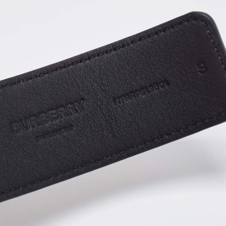 Pre Owned Burberry Black/Brown Leather TB Logo Reversible Belt S