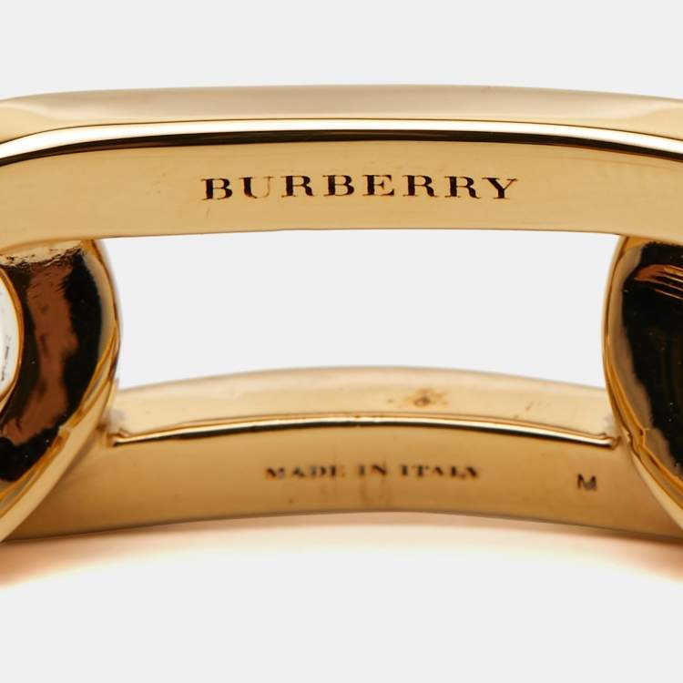 Pre Owned Burberry Chain Link Gold Tone Cuff Bracelet