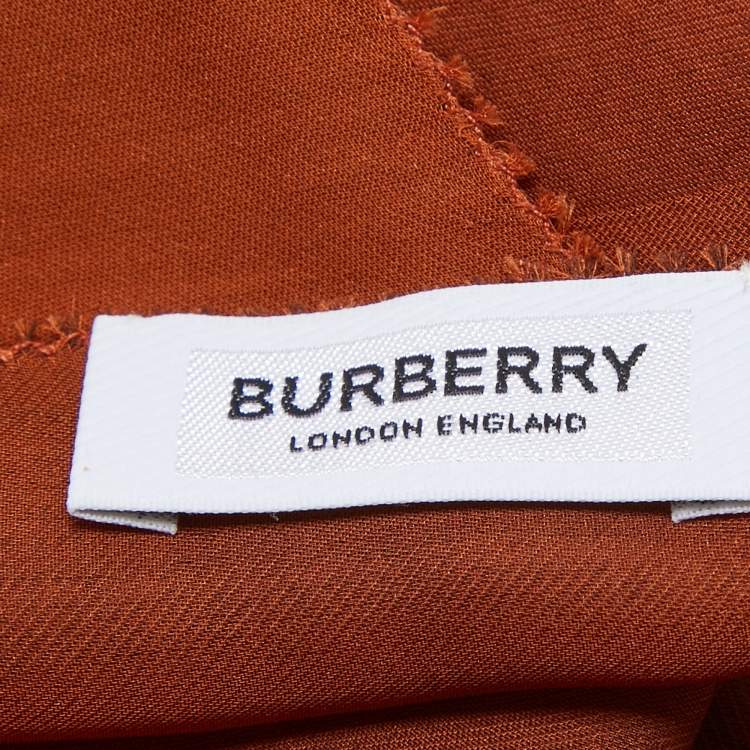 Pre Owned Burberry Brown Giant Checked Silk Chiffon Scarf