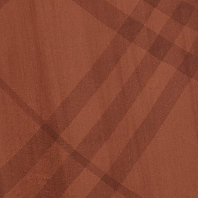 Pre Owned Burberry Brown Giant Checked Silk Chiffon Scarf