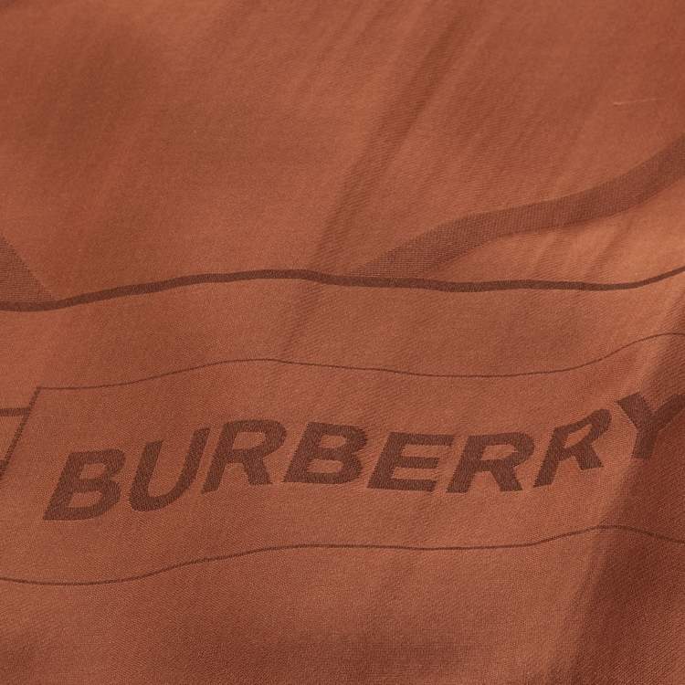 Pre Owned Burberry Brown Giant Checked Silk Chiffon Scarf