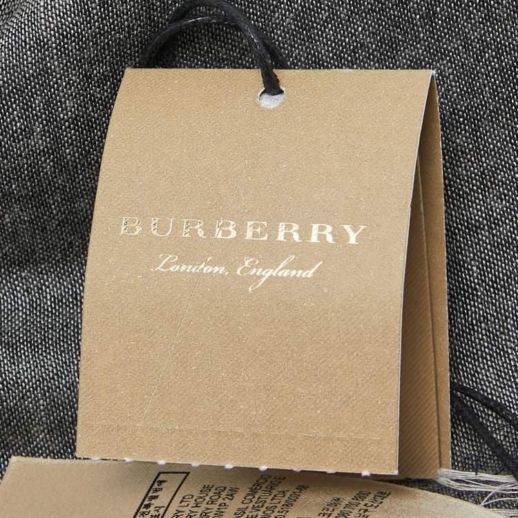 Pre Owned Burberry Grey/White Mega Checked Modal and Silk Sqaure Scarf