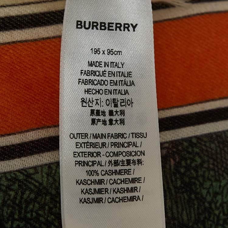 Pre Owned Burberry Green/White Monkey Print Lightweight Cashmere Scarf