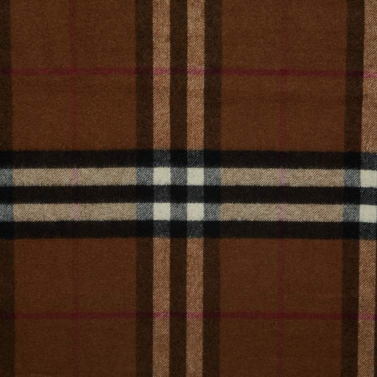 Pre Owned Burberry Beige Giant Check Cashmere Oversized Scarf