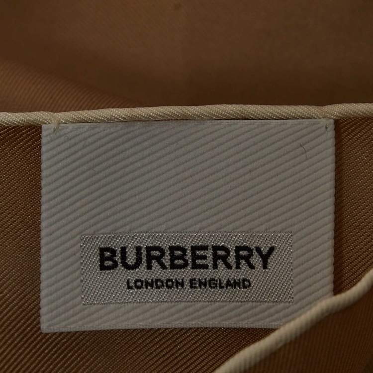 Pre Owned Burberry Beige Printed Silk Square Scarf