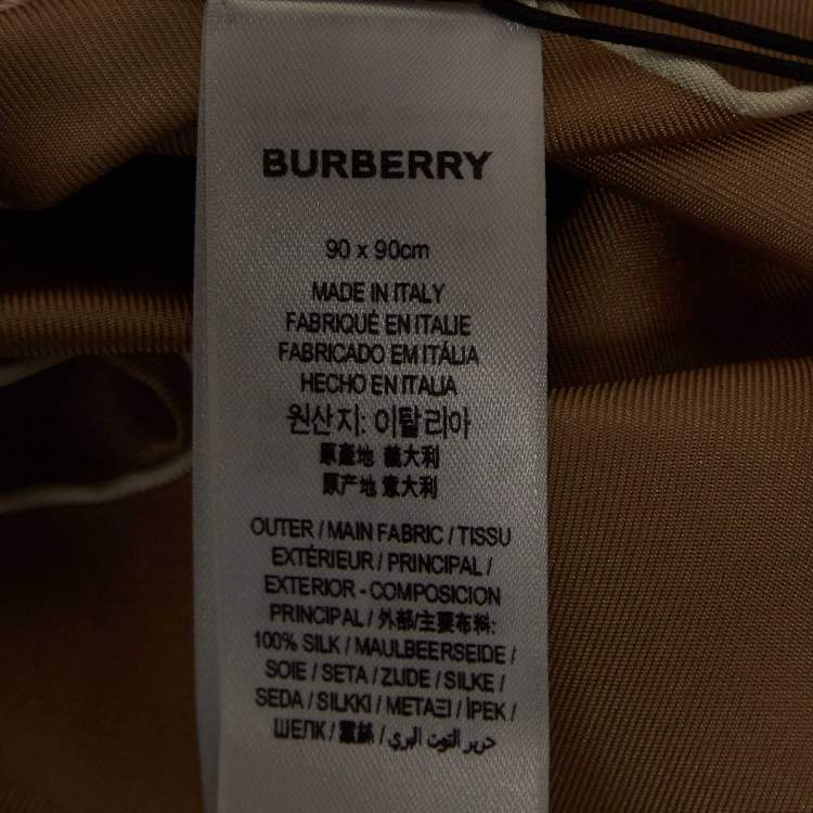 Pre Owned Burberry Beige Printed Silk Square Scarf