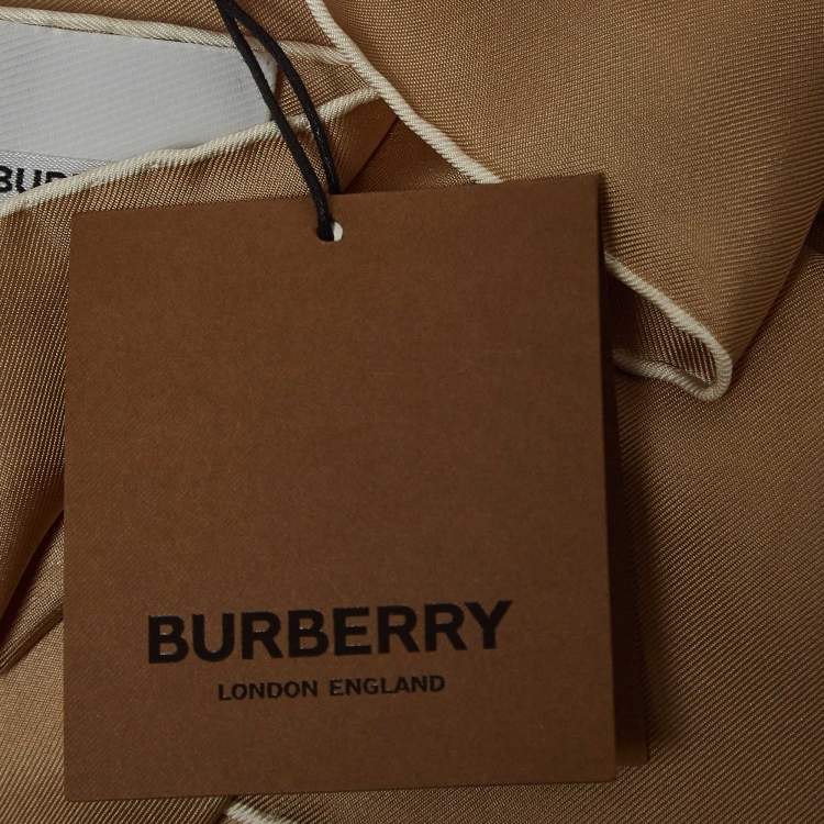 Pre Owned Burberry Beige Printed Silk Square Scarf