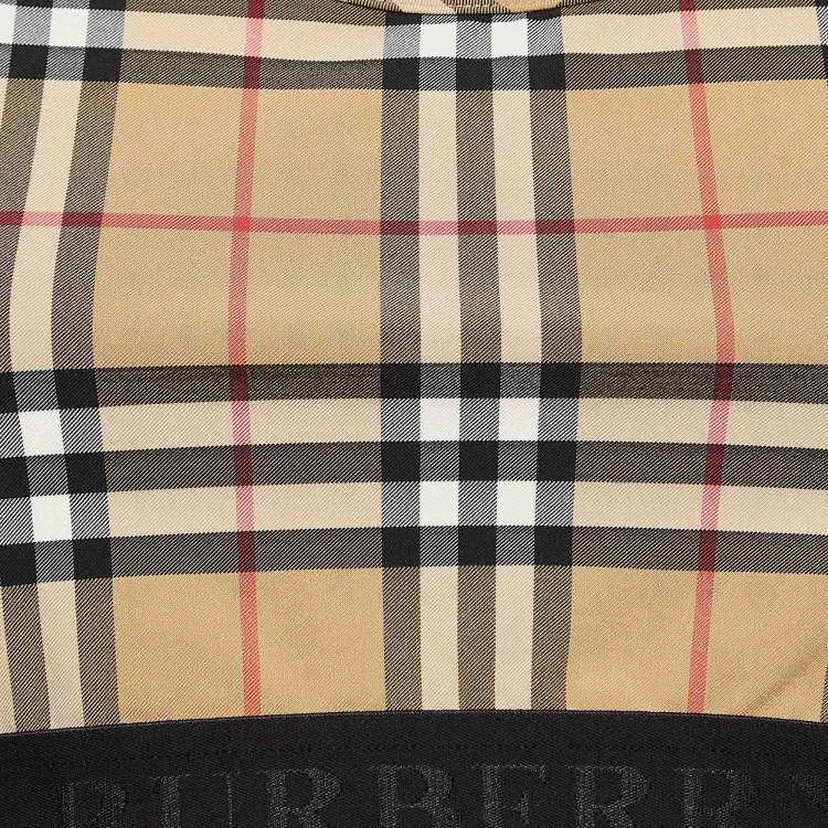 Pre Owned Burberry Brown Large Dalby Nylon Crop Top L