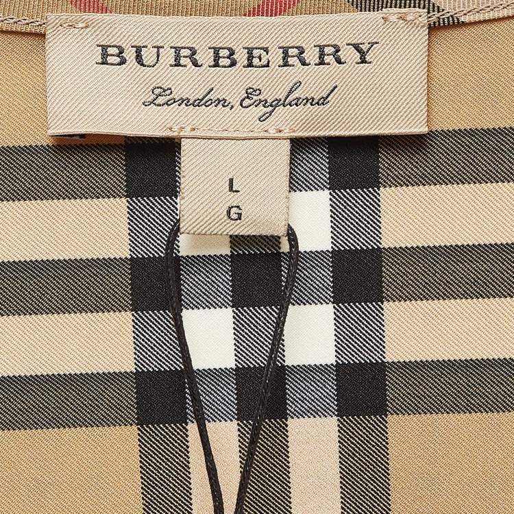 Pre Owned Burberry Brown Large Dalby Nylon Crop Top L