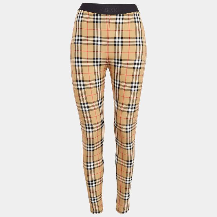 مملوكة مسبقًا Burberry Belvoir Logo Vintage Check Jersey Leggings M