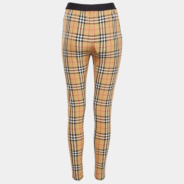 مملوكة مسبقًا Burberry Belvoir Logo Vintage Check Jersey Leggings M