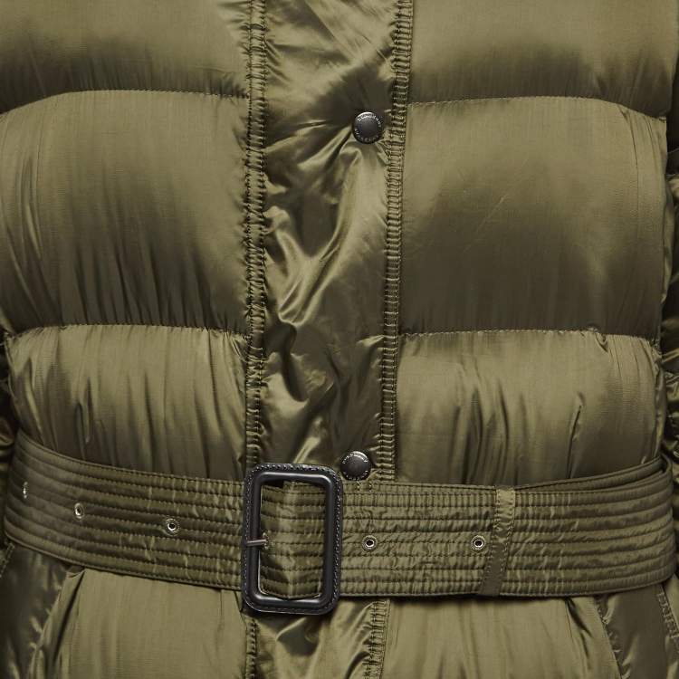 Pre Owned Burberry Olive Green Synthetic Quilted Puffer Down Coat M
