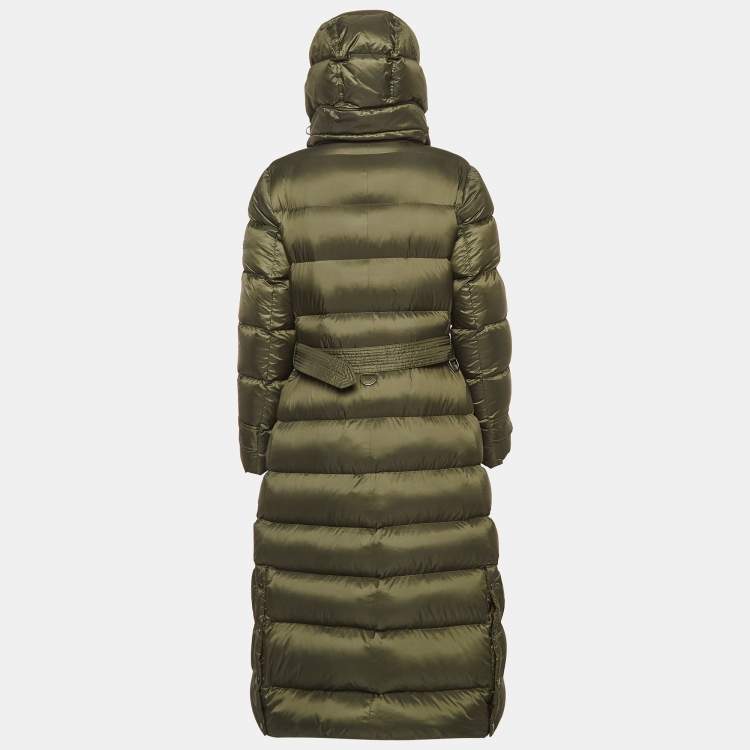 Pre Owned Burberry Olive Green Synthetic Quilted Puffer Down Coat M