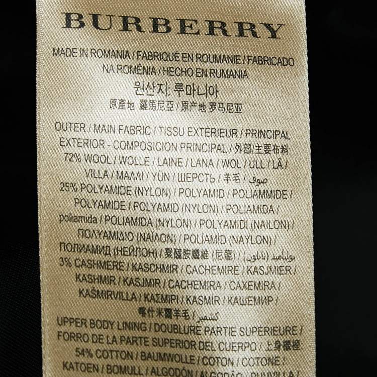 Pre Owned Burberry Navy Blue Wool Blend Trench Coat XS
