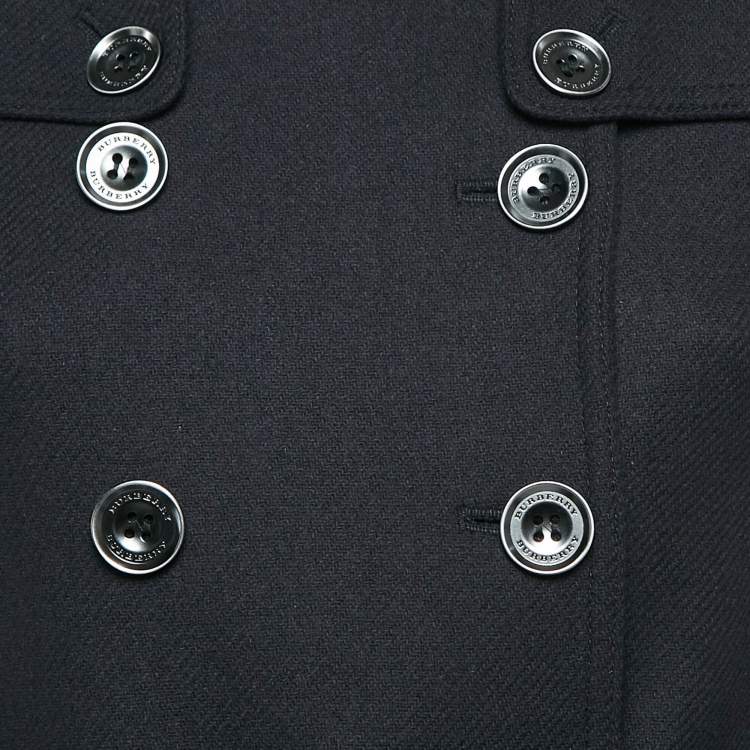 Pre Owned Burberry Navy Blue Wool Blend Trench Coat XS