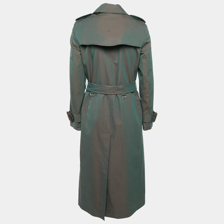 مملوكة مسبقًا Burberry Antique Green Gabardine Double Breasted Trench Coat S