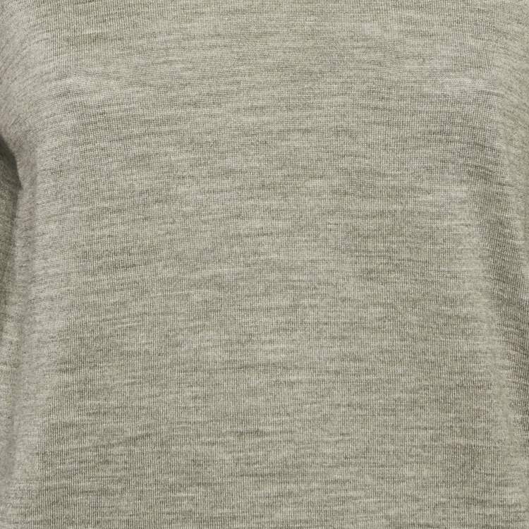 Pre Owned Burberry Grey Melanga Merino Wool Knit Patch Detail Sweatshirt M