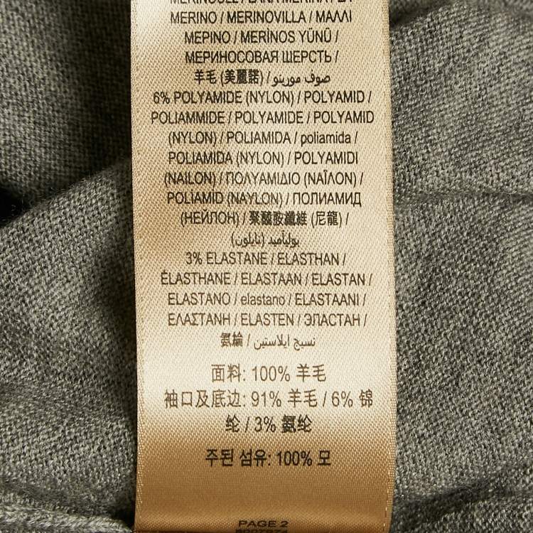 Pre Owned Burberry Grey Melanga Merino Wool Knit Patch Detail Sweatshirt M