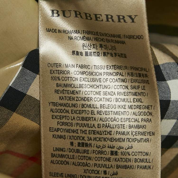 Pre Owned Burberry Honey Beige Coated Cotton Double Breasted Long Coat S
