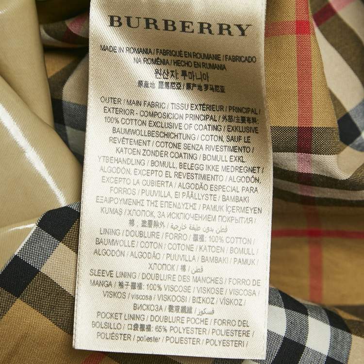 Pre Owned Burberry Honey Beige Coated Cotton Double Breasted Long Coat S