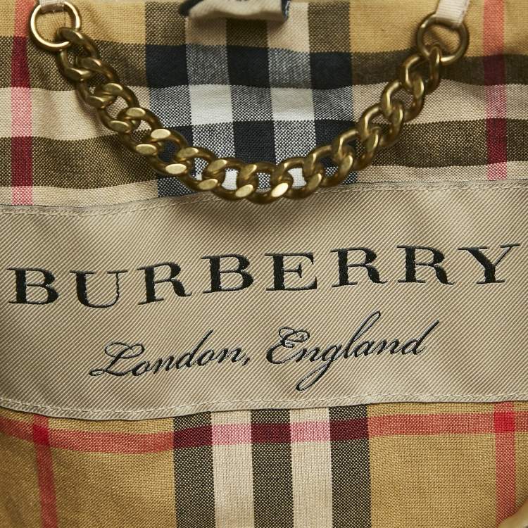 Pre Owned Burberry Honey Beige Coated Cotton Double Breasted Long Coat S