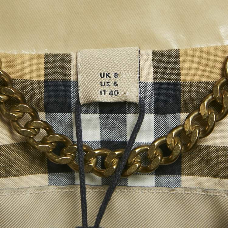 Pre Owned Burberry Honey Beige Coated Cotton Double Breasted Long Coat S