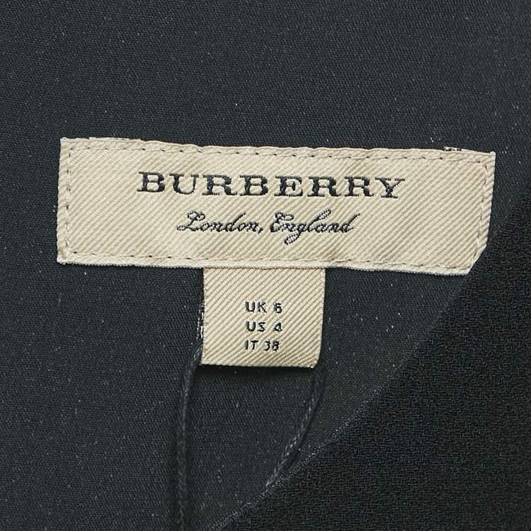 Pre Owned Burberry Black Crepe Full Sleeve Mini Dress S