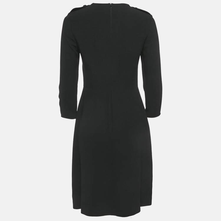 Pre Owned Burberry Black Crepe Full Sleeve Mini Dress S