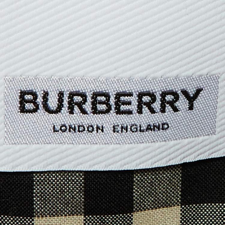 Pre Owned Burberry Black Logo Print Cotton Gabardine Antonia Car Coat M