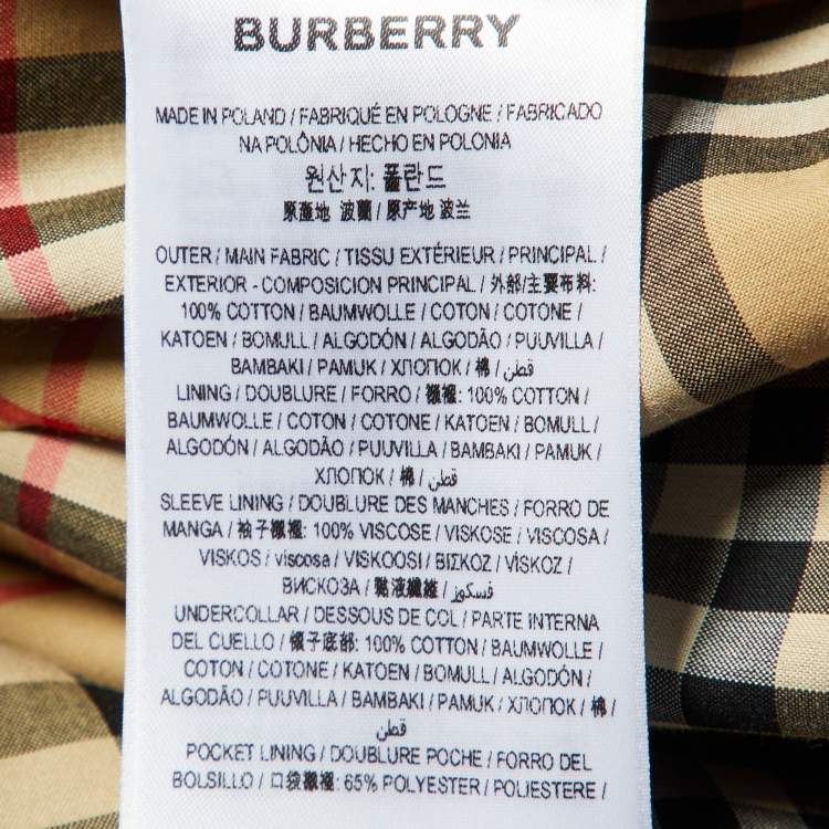 Pre Owned Burberry Black Logo Print Cotton Gabardine Antonia Car Coat M
