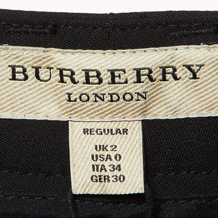 Pre Owned Burberry Black Wool Paneled Trousers XS