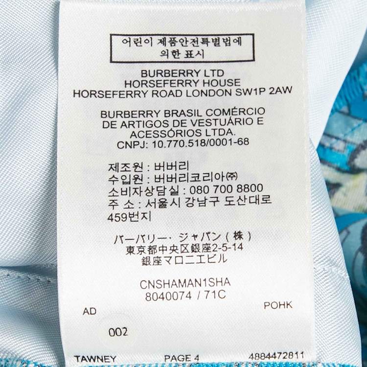 Pre Owned Burberry Blue Tawney Print Silk Shorts XXS